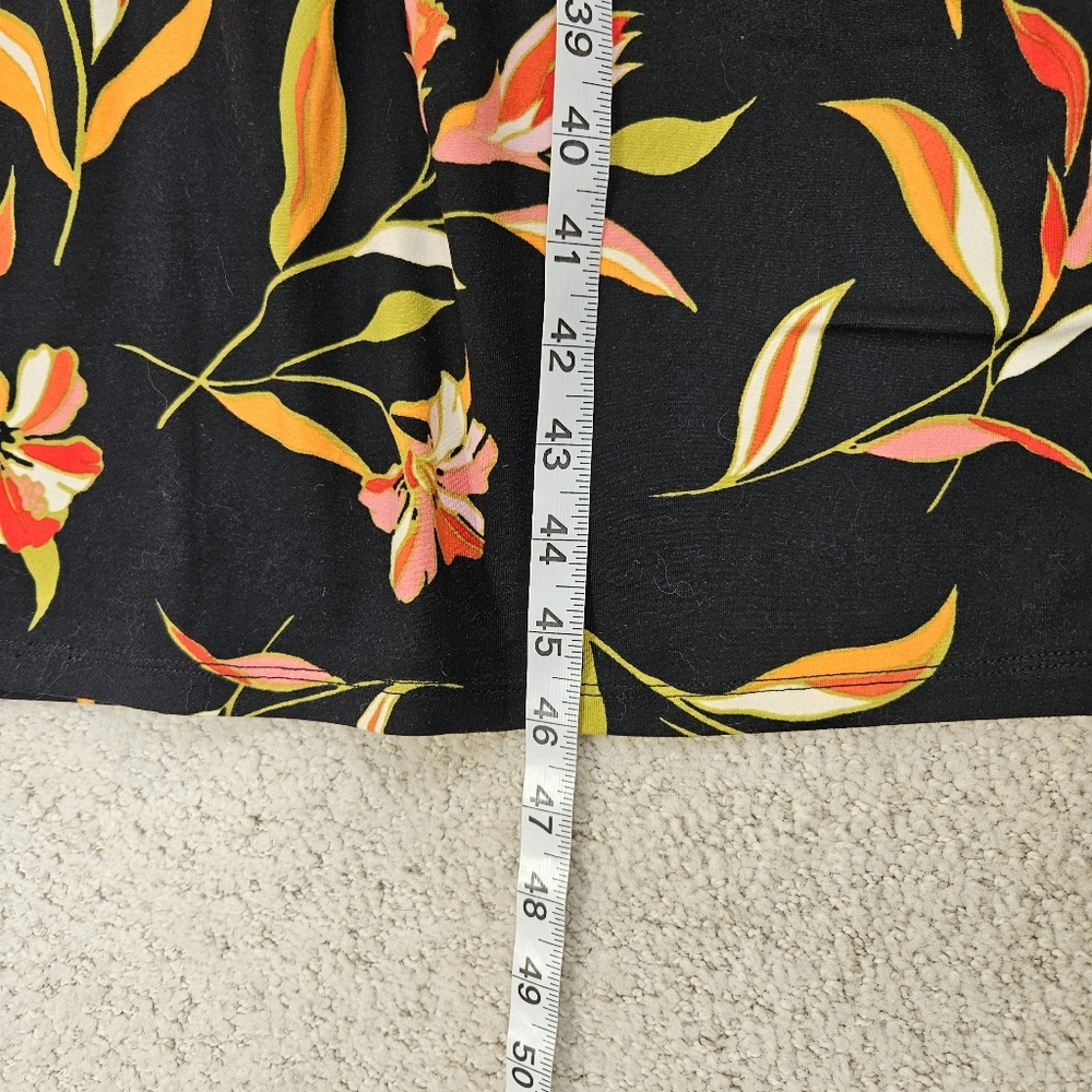 Cuddl Duds Printed Jersey Knit Tiered T Shirt Dress Black Floral 2X Knee Length - Picture 8 of 8